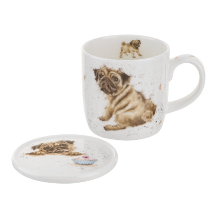 Wrendale Mug And Coaster Set - Pug Love