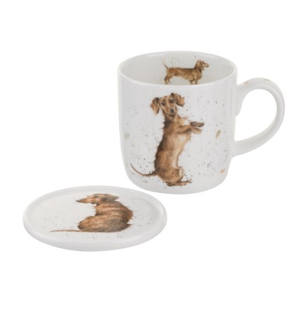 Wrendale Mug And Coaster Set - Hello Sausage