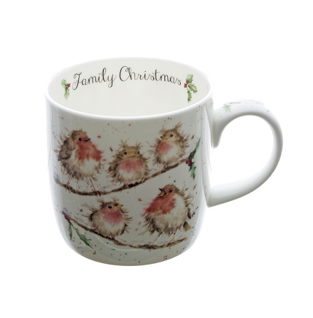 Wrendale Mug And Coaster Set - Family Christmas