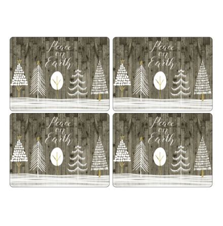 Wooden White Christmas Bordsunderlgg 4-pack