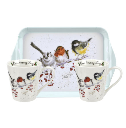 Wrendale Design Christmas One Snowy Day Birds  Mugg och Brickset