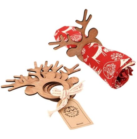 Yuletide Servettringar 4-pack Renhorn