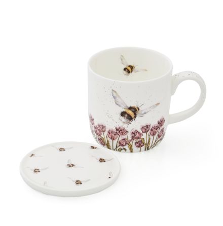 Wrendale Design Mugg & Coaster Set - Flight of the Bumblebee Mug 0.31L