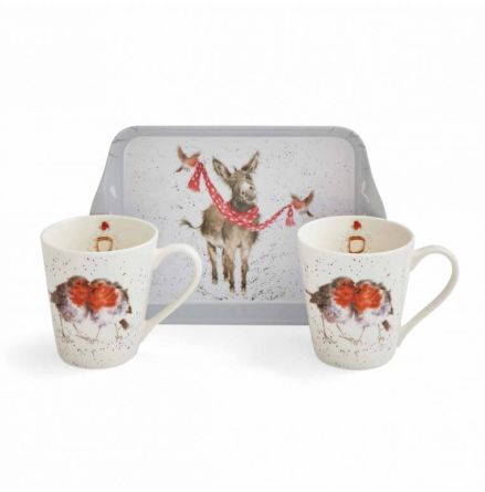 Wrendale Design Winter Friends (Donkey & Robins) Mugg och Brickset