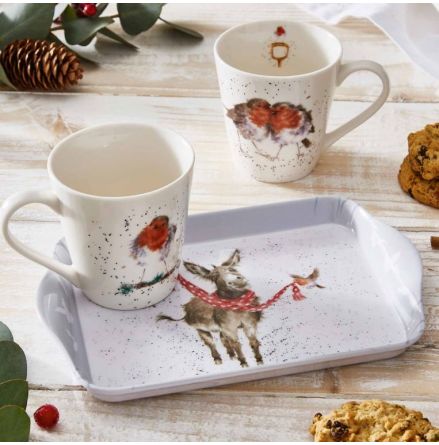 Wrendale Design Winter Friends (Donkey & Robins) Mugg och Brickset