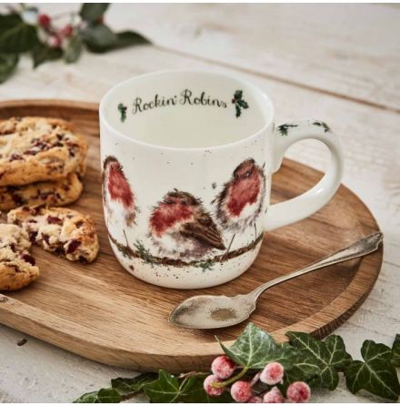 Wrendale Design Christmas Mugg Rockin Robins (Robin) 0.31L