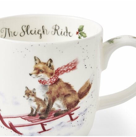 Wrendale Design Christmas Mugg Sleigh Ride (fox)0.31L