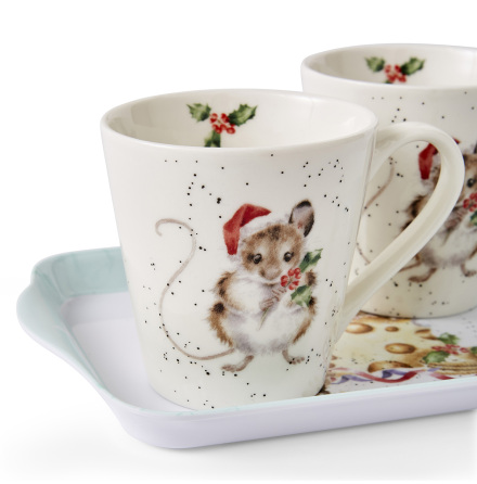 Wrendale Design Holly Jolly Christmas Mugg & Brickset