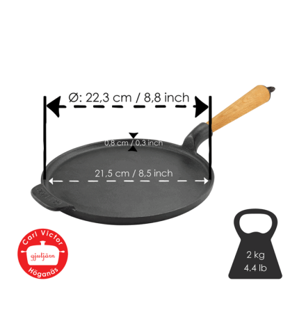 Gjutjrns Pannkaksjrn 23cm Bokhandtag