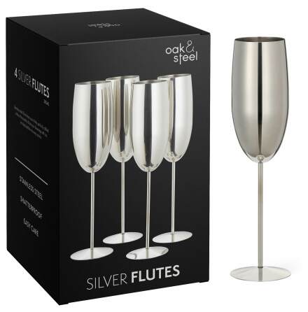 Champagneglas silver 28,5cl 4-p