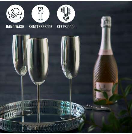 Champagneglas silver 28,5cl 4-p