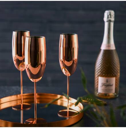 Champagneglas rosguld 28,5cl 4-p