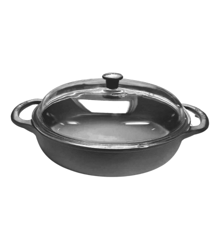 Gjutjrns Traktrpanna Med Glaslock 32cm 5L