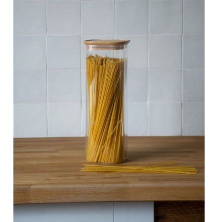 Stapelbar glasburk med bambulock  2,2&#8239;L