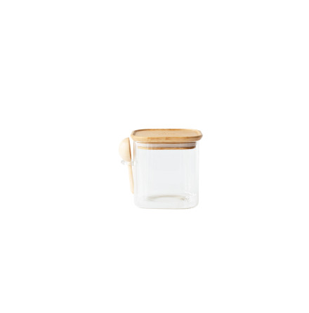 Glasburk med bambulock & mttsked - 800&#8239;ml