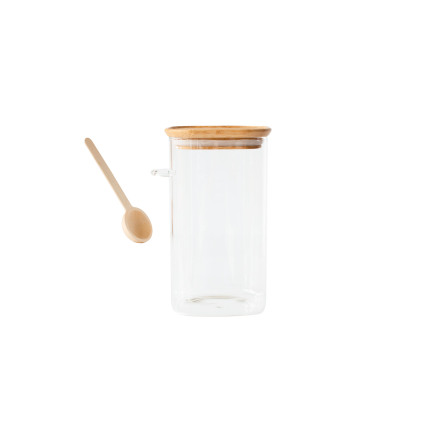 Glasburk med bambulock & mttsked - 1,4&#8239;L
