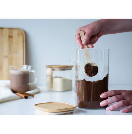 Glasburk med bambulock & mttsked - 1,4&#8239;L