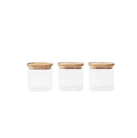 Set om 3 glasburkar med bambulock - 800&#8239;ml