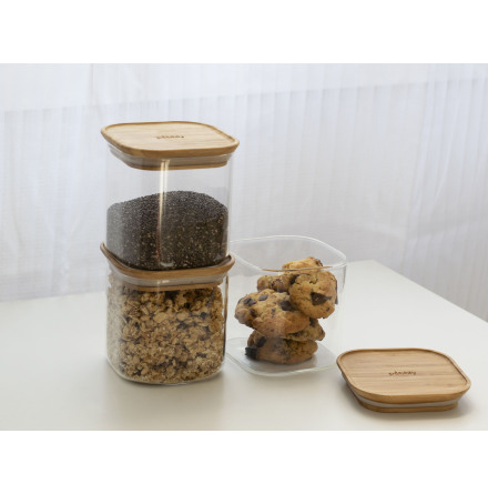 Set om 3 glasburkar med bambulock - 800&#8239;ml