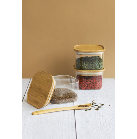 3- dels set glasburkar med bambulock - 500&#8239;ml 