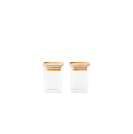 2-pack glasburkar med bambulock - 240&#8239;ml