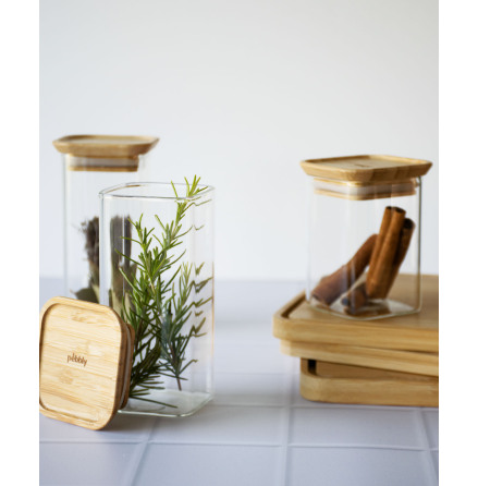 2-pack glasburkar med bambulock - 240&#8239;ml