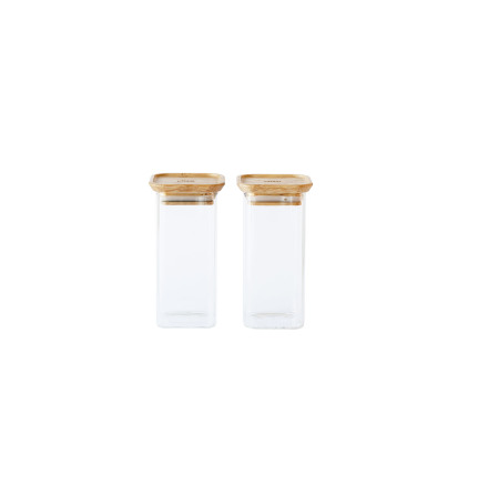 2-pack glasburkar med bambulock - 320&#8239;ml