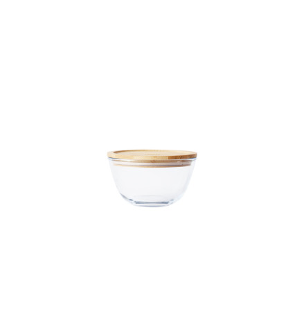 Blandningsskl i glas med bambulock  770&#8239;ml 15&#8239;cm