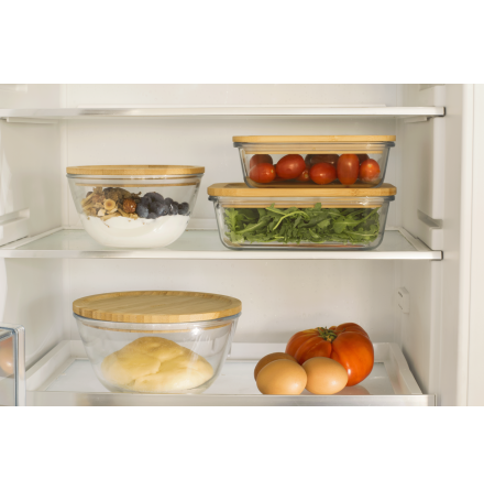 Blandningsskl i glas med bambulock  1,6&#8239;L 19&#8239;cm