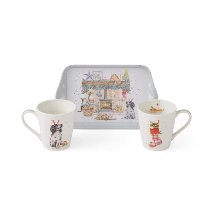 Wrendale Design Christmas There is no place like Home (Cats & Dogs) Mugg och Brickset