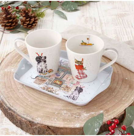 Wrendale Design Christmas There is no place like Home (Cats & Dogs) Mugg och Brickset