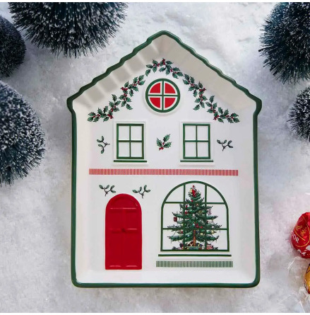 Christmas Tree Christmas Village Bricka - Grön 18,4cm