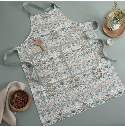 Morris & Co. Förkläde Strawberry Thief Cochineal/Willow 70cm x 95cm