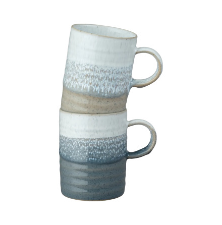 Kiln Accents Taupe & Slate Ridged Mugg 37cl  2-pack