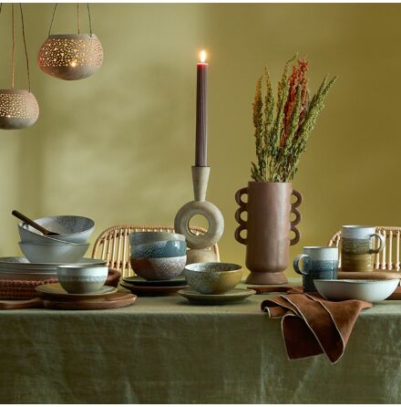 Kiln Accents Taupe & Slate Ridged Mugg 37cl  2-pack