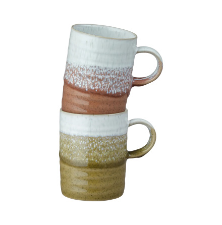 Kiln Accents Ochre & Rust Ridged Mugg 37cl 2-pack