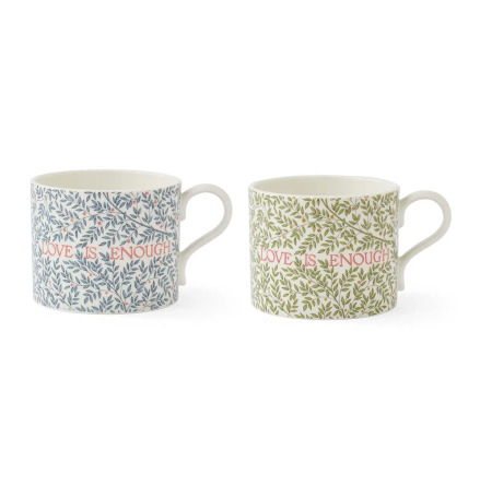 Morris & CO Love is Enough, Thyme/Parchment & China Blue Mugg 2-pack 0.34L