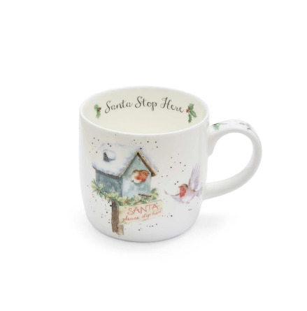 Wrendale Design Mugg Santa Stop Here (Robin) 31cl