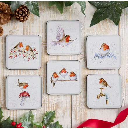 Wrendale Design Festive Friends Glasunderl�gg 6-pack 10.5 x 10.5cm 