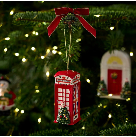 Christmas Tree All Things British - Phone Box Ornament 9cm