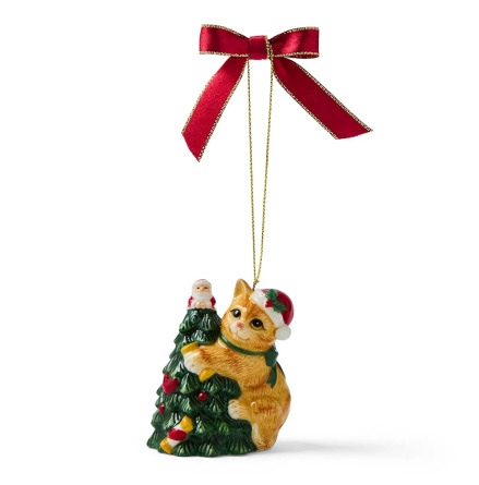 Christmas Tree Cat Grabbing the Tree Ornament 8cm