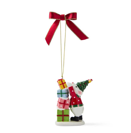 Christmas Tree Mouse Knocking Over Presents Ornament