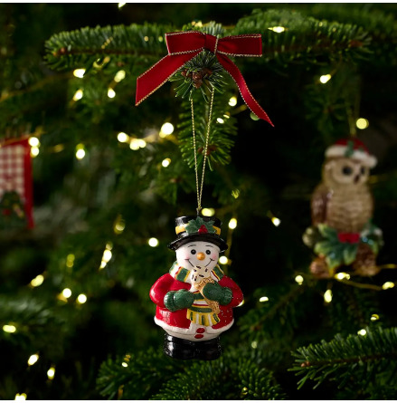 Christmas Tree Snowman Eating Ice Cream Ornament